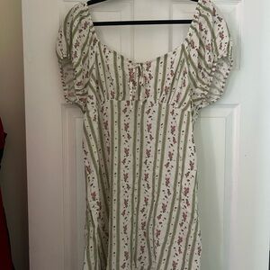 SO Floral Striped Mini Dress - Green and Red